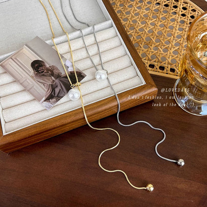 Pull-out Adjustable Pearl High-grade Design Sense Necklaces