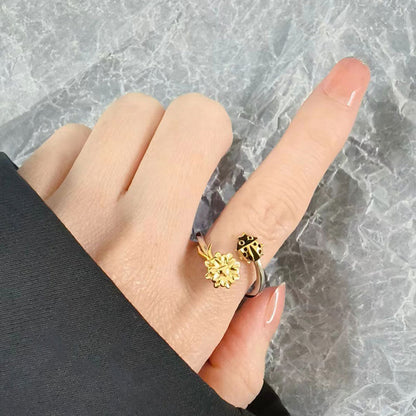 Flower Spinning Female Fashion Decompression Anxiety Sunflower Rings