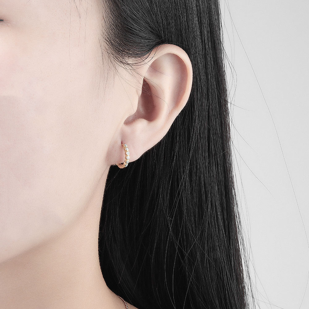 Style Blue Pine Zirconium Gold Exquisite Small Earrings