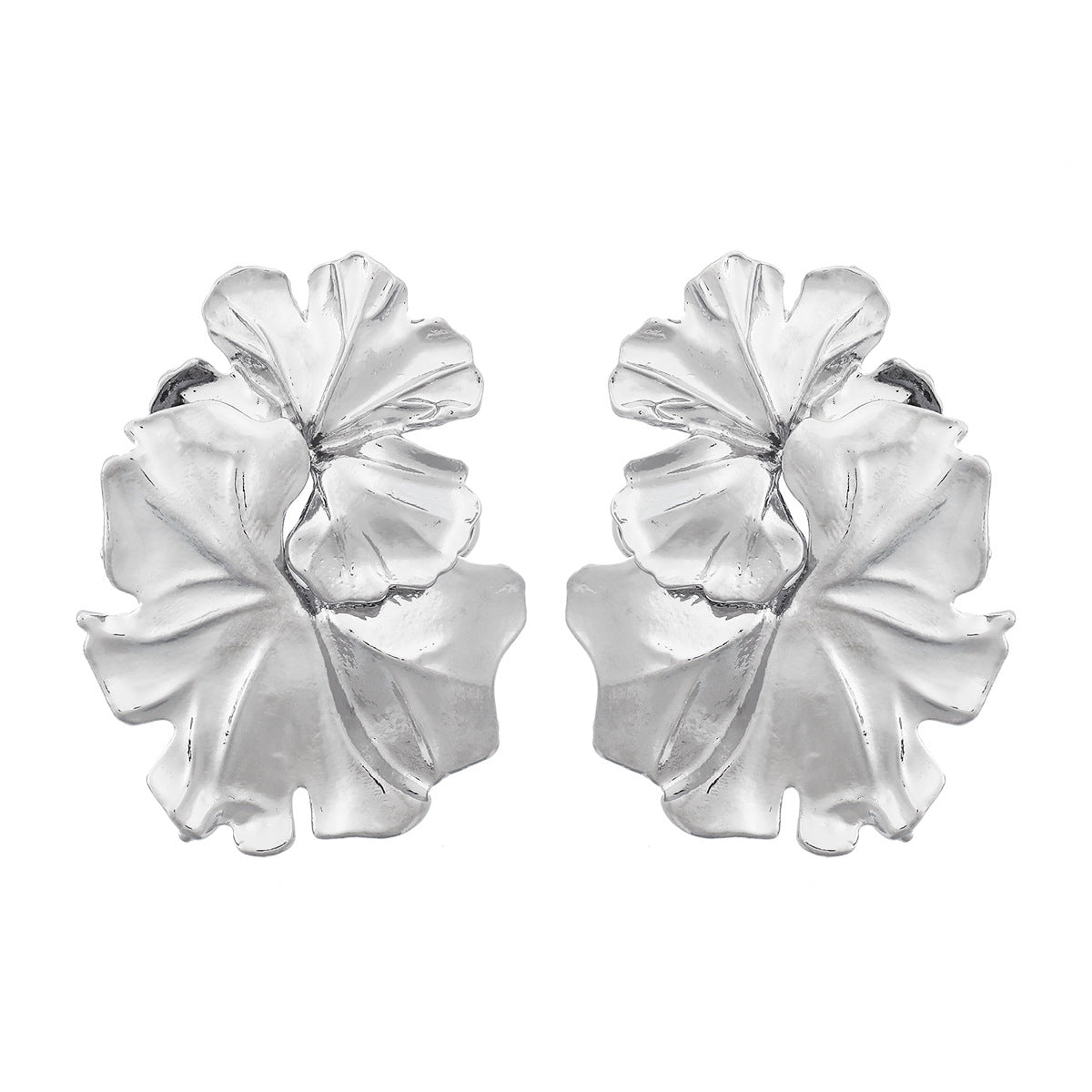 Alloy Flower Female Trend Exaggerated Metal Earrings