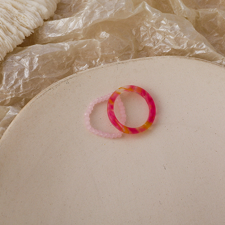 Women's Resin Leopard Print Fashionable Crystal String Rings