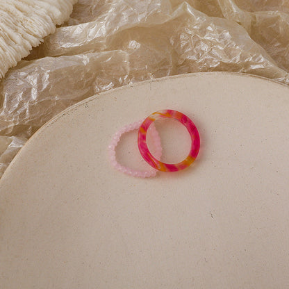 Women's Resin Leopard Print Fashionable Crystal String Rings