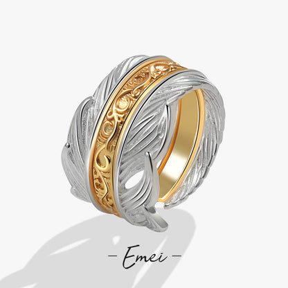 Women's Combination Split Gold And Sier Contrast Rings