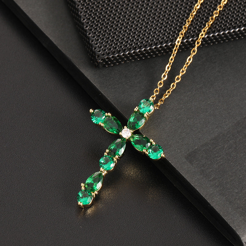 Drops Geometric Cross Pendant Religious Belief Necklaces