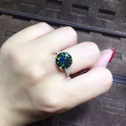 Simulation Blue Green Moissanite Full Diamond Open Rings