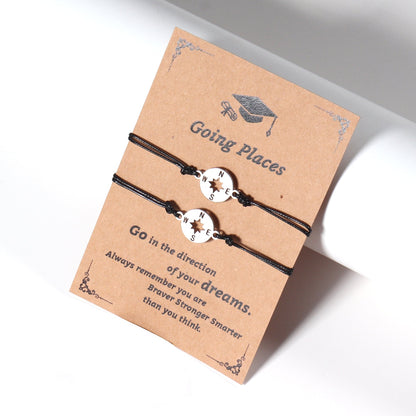 Creative Simple Card Wax Line Stainless Bracelets