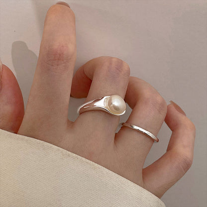 Square Sterling Sier Pearl Female Design Special Interest Light Rings
