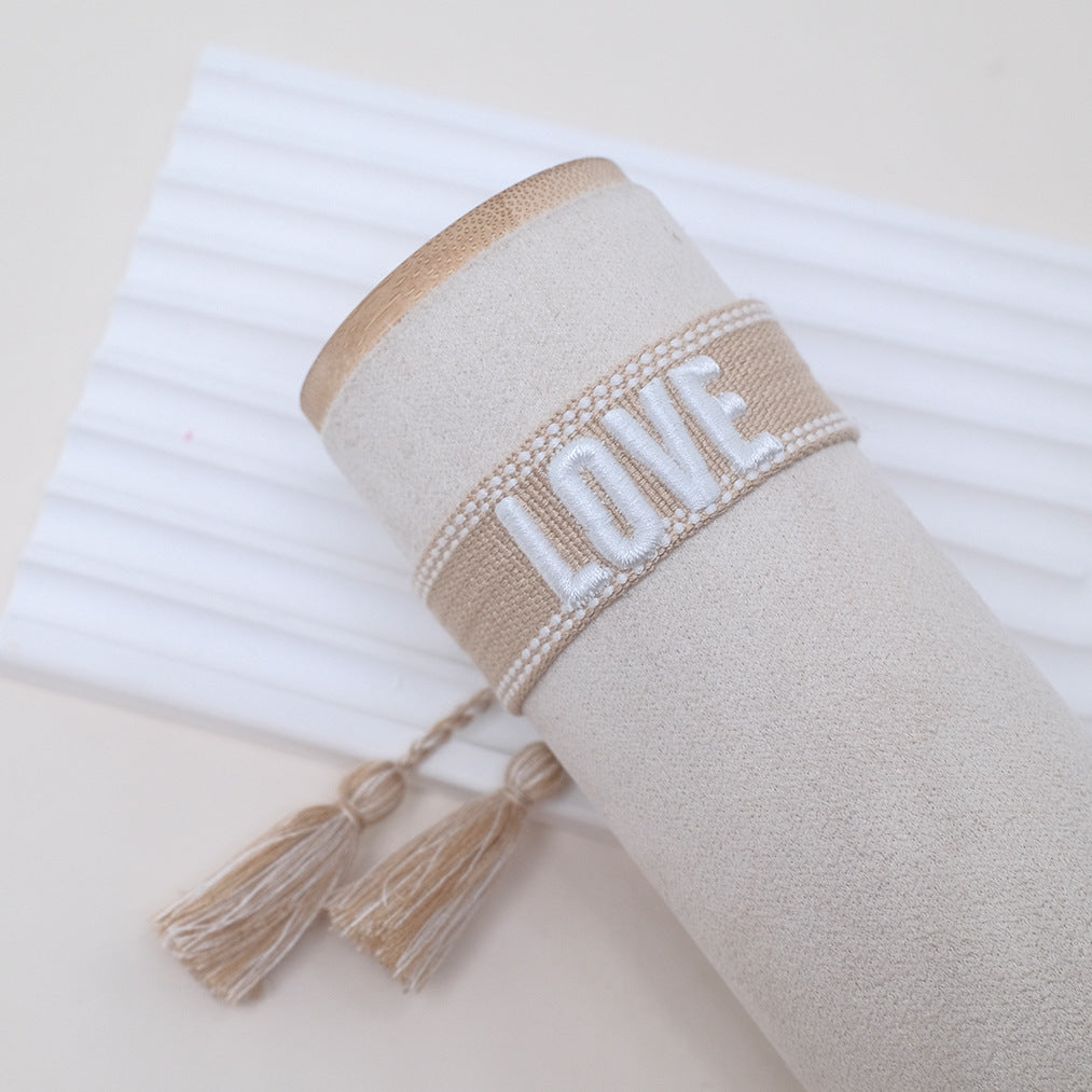 Of Letter Embroidery Graphic Bohemian Tassel Bracelets