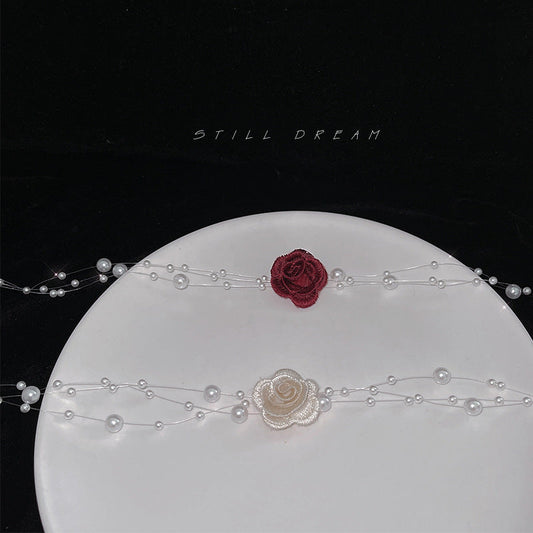 Vintage Flower Fish Line Short Pearl Necklaces