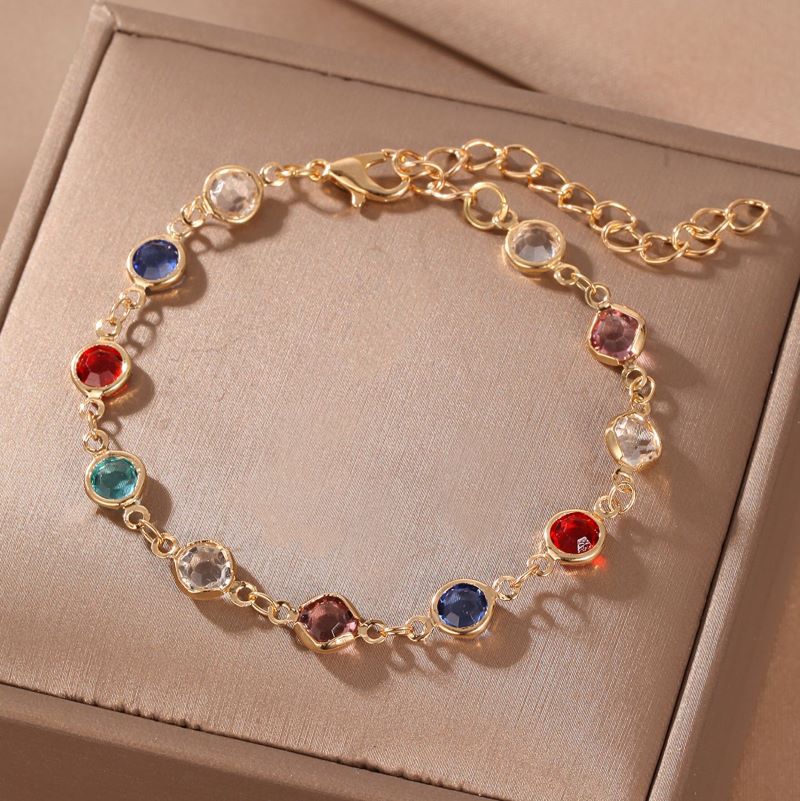 Loving Heart Multicolor Cutout Circle Diamond Bracelets