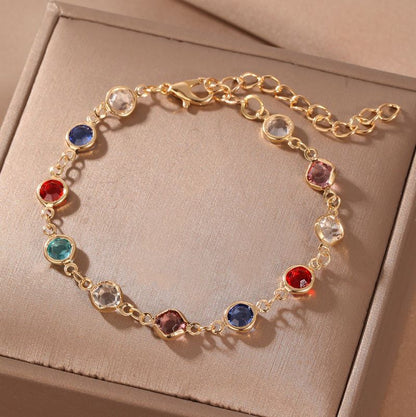 Loving Heart Multicolor Cutout Circle Diamond Bracelets