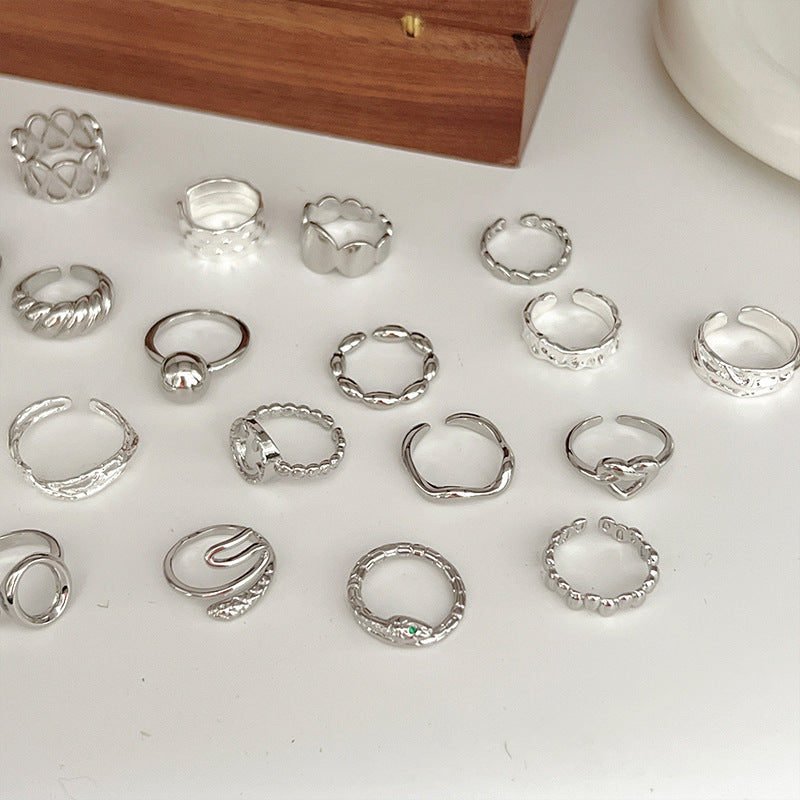 Sier Female Design Light Luxury Index Rings