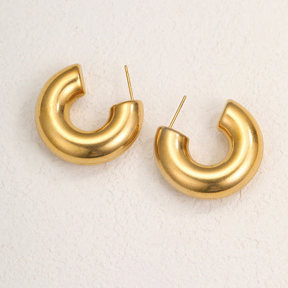 Steel Creative Geometric Letters Shaped Gold Earrings