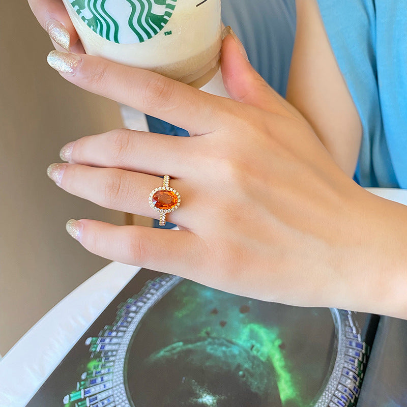 Zircon Live Simulation Tourmaline Full Diamond Open Rings