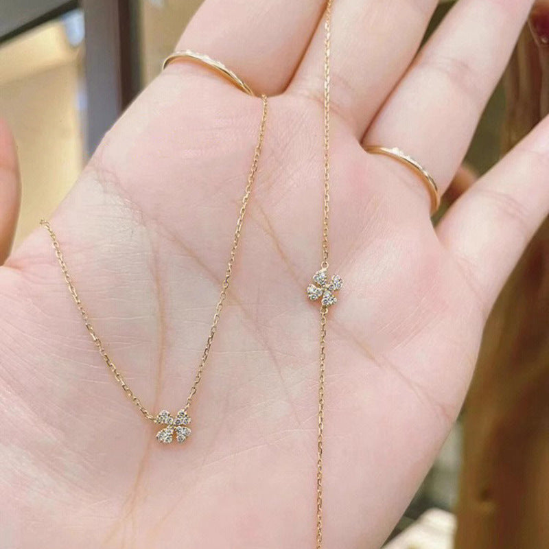 Diamond Four-leaf Clover Lucky Sier Plated Bracelets