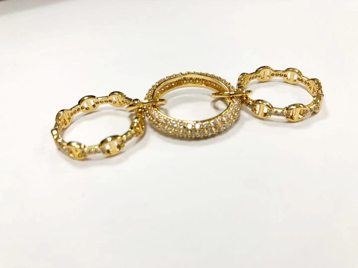 Circle Rhinestone Stitching Design Sense Index Rings