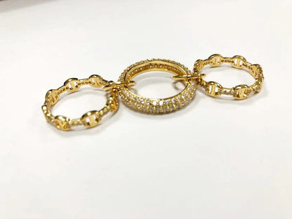 Circle Rhinestone Stitching Design Sense Index Rings