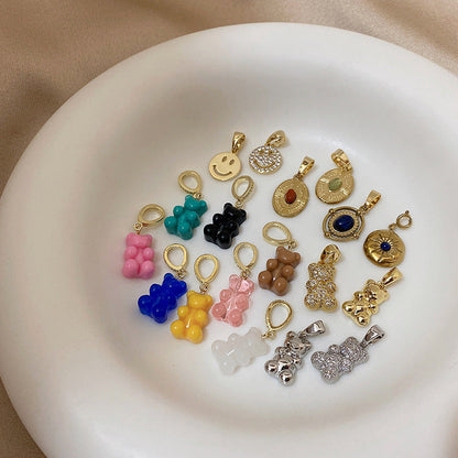 Transparent Bear Metal Smiley Pendant Female Necklaces