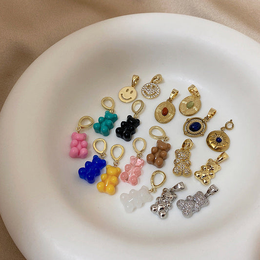 Transparent Bear Metal Smiley Pendant Female Necklaces