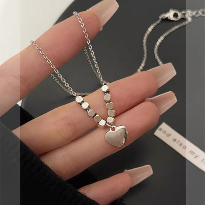 Women's Sier Heart Clavicle Chain Niche Sweet Necklaces
