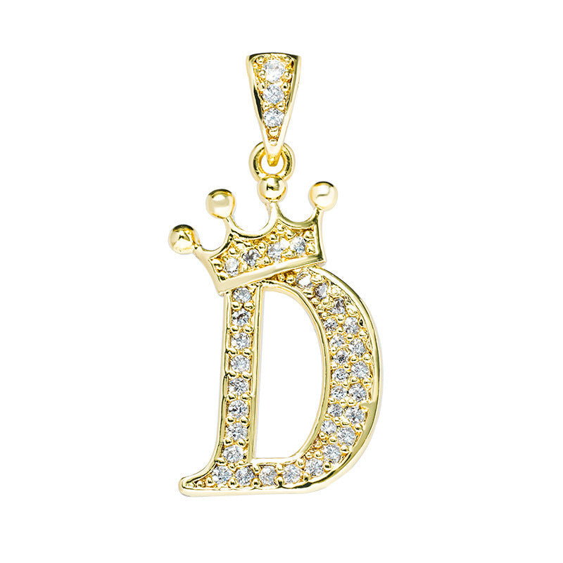 English Letters Full Diamond Pendant Simple Necklaces