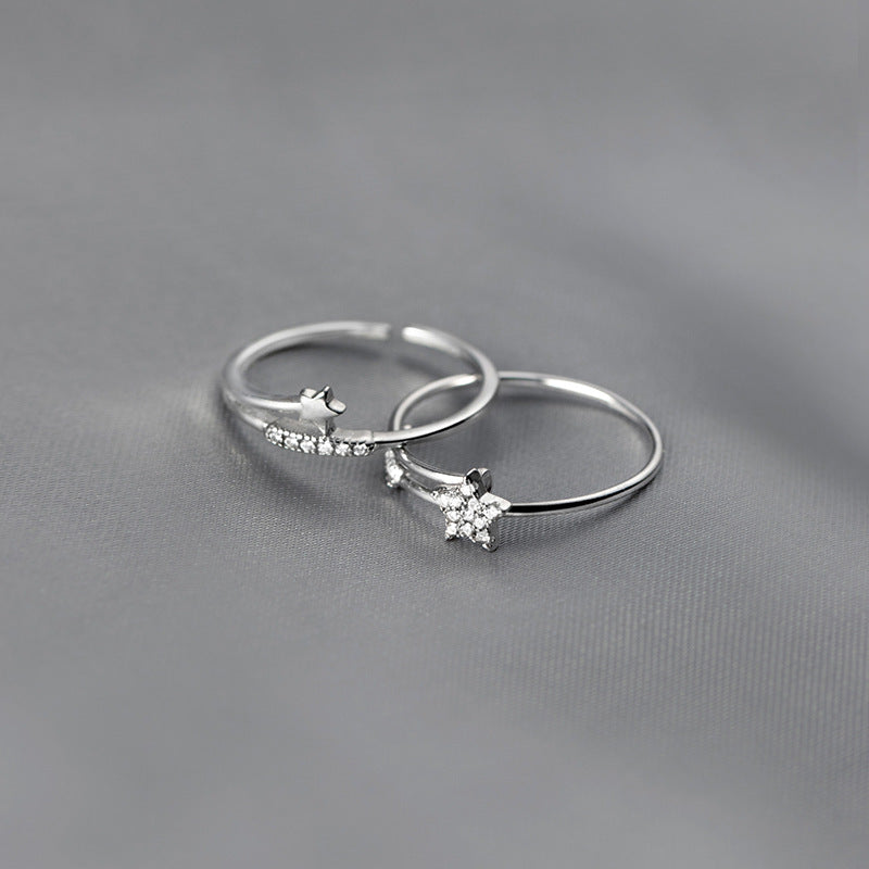 Personality Fashion Combination Twin Diamond Meteor Girlfriends Rings