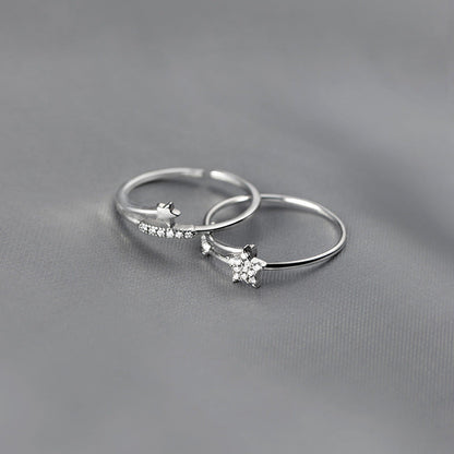 Personality Fashion Combination Twin Diamond Meteor Girlfriends Rings