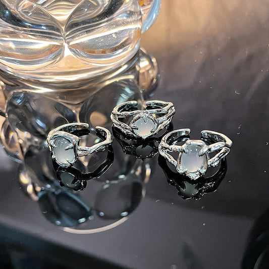 Opal Design Cold Style Irregular French Rings