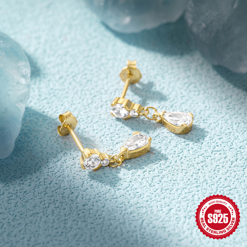 Lux Diamond Water Drop Ear Elegant And Rings