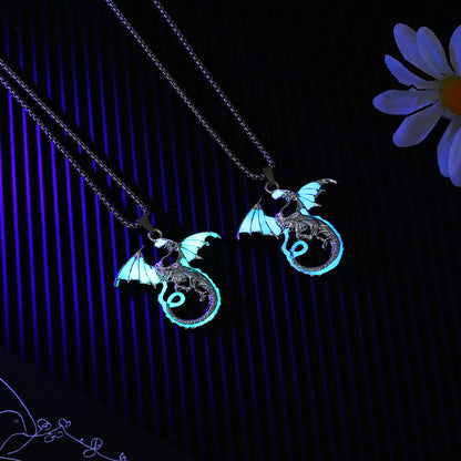 Men's Luminous Flame Dragon Pendant Trendy Fashionable Man Couple Necklaces