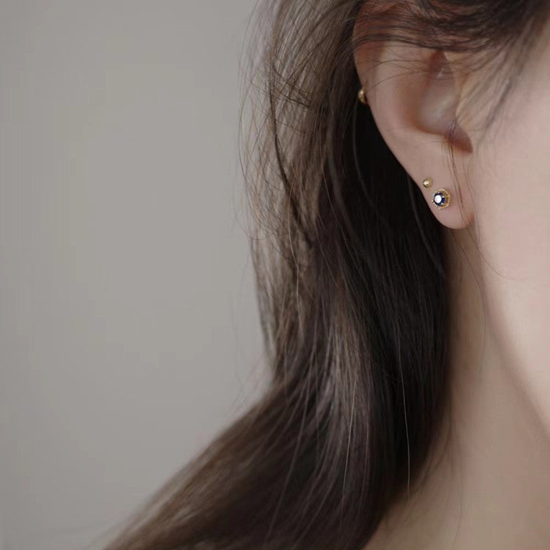 Women's Sterling Sier Gold-plated Blue Pointed Crystal High-grade Earrings