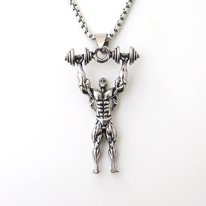 Men's Bodybuilder Pendant Personality Fashion Hip Hop Rap Necklaces