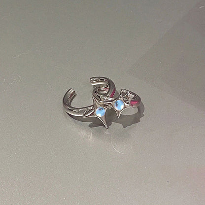 Women's Design Asterism Cold Style Light Luxury High-grade Moonstone Opal Rings