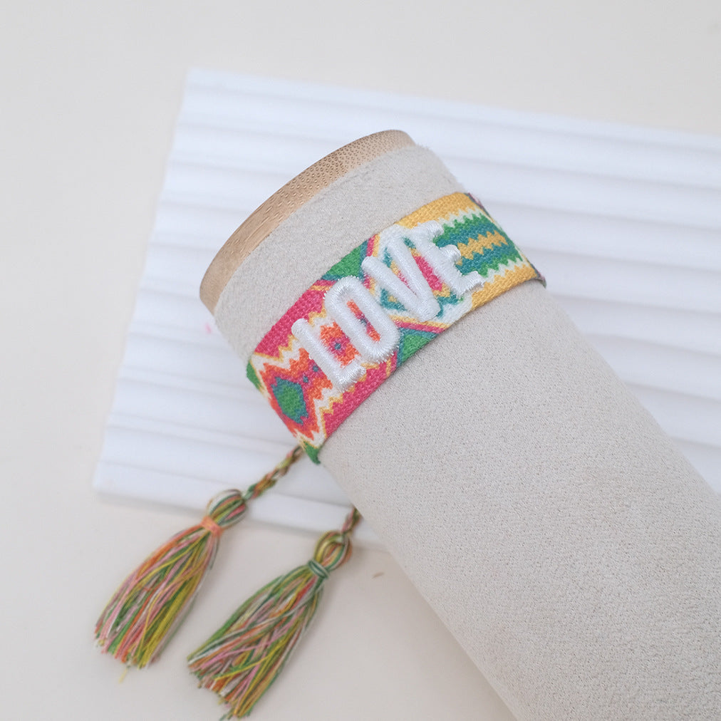 Of Letter Embroidery Graphic Bohemian Tassel Bracelets