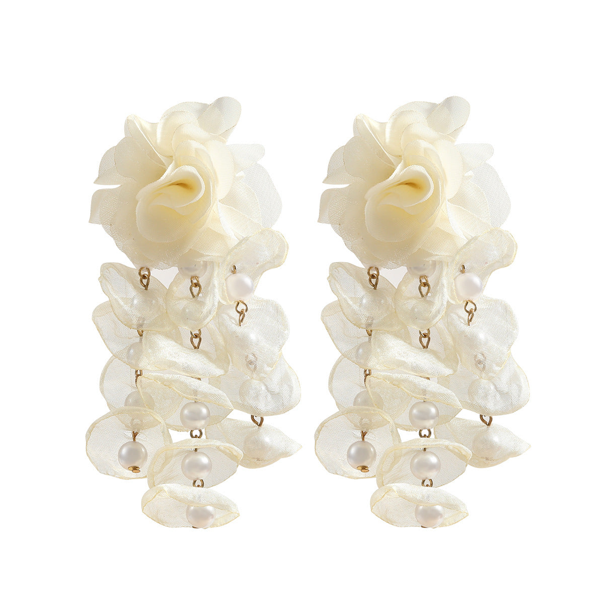 Women's Flower Exaggerated Bohemian Cloth With Pearl Earrings