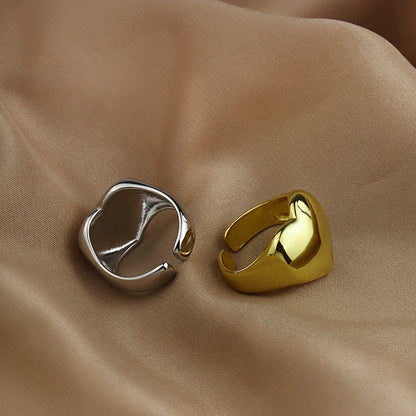 Women's High-grade Metal Heart Glossy Fashion Simple Rings