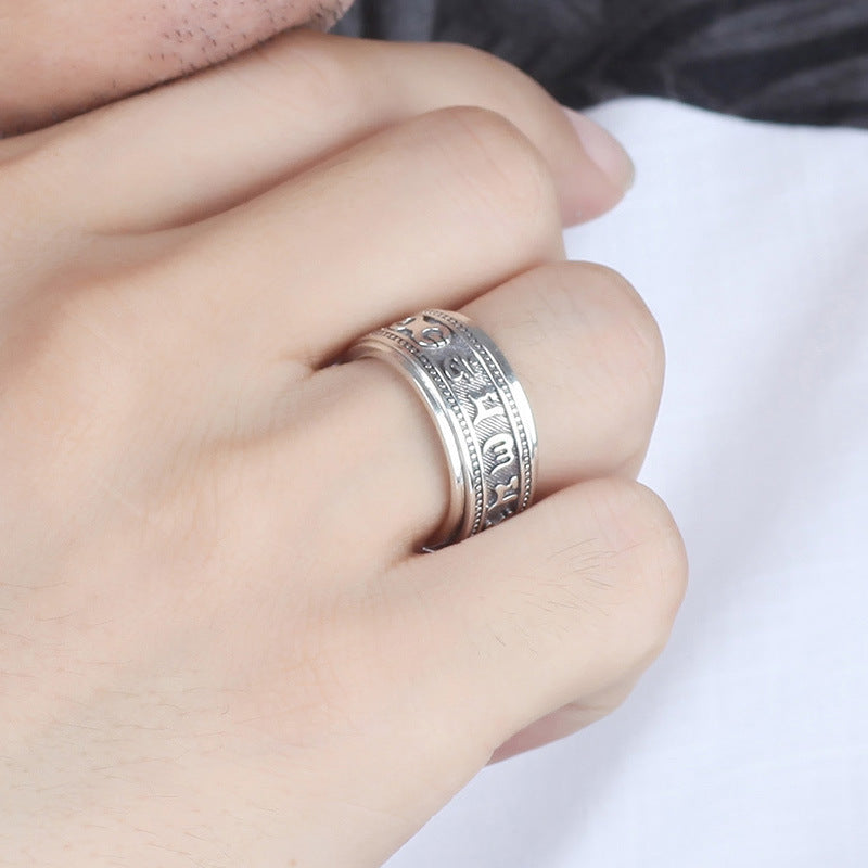 Men's Personality Thai Six Words Mantra Good Luck Domineering Rings