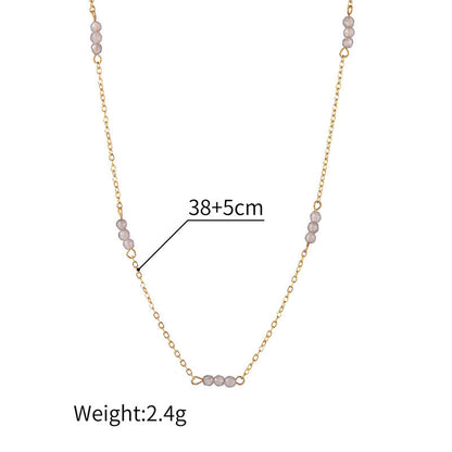 Steel Pearl Design Twin Sweater Chain Necklaces