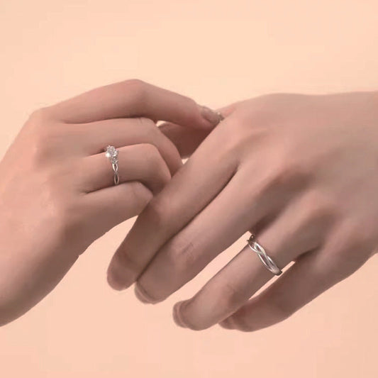 Pair Niche Wedding Proposal Diamond Green Rings