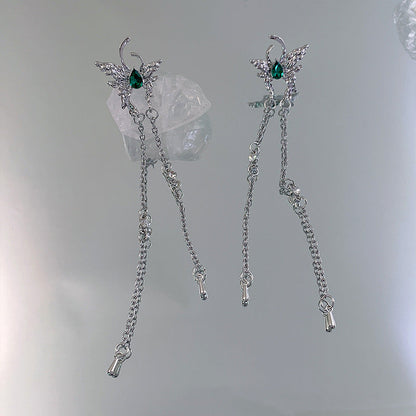 Women's Design Green Loving Heart Zircon Ear Earrings