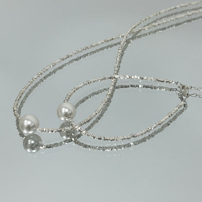 Women's Sterling Sier Broken Pearl Clavicle Chain Necklaces