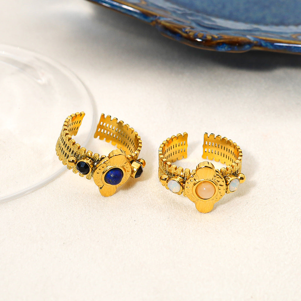 Stone Open Titanium Steel Niche High-grade Rings