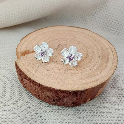 Cherry Blossoms Diamond Fresh Sweet Ear Simple Temperamental Cold Earrings