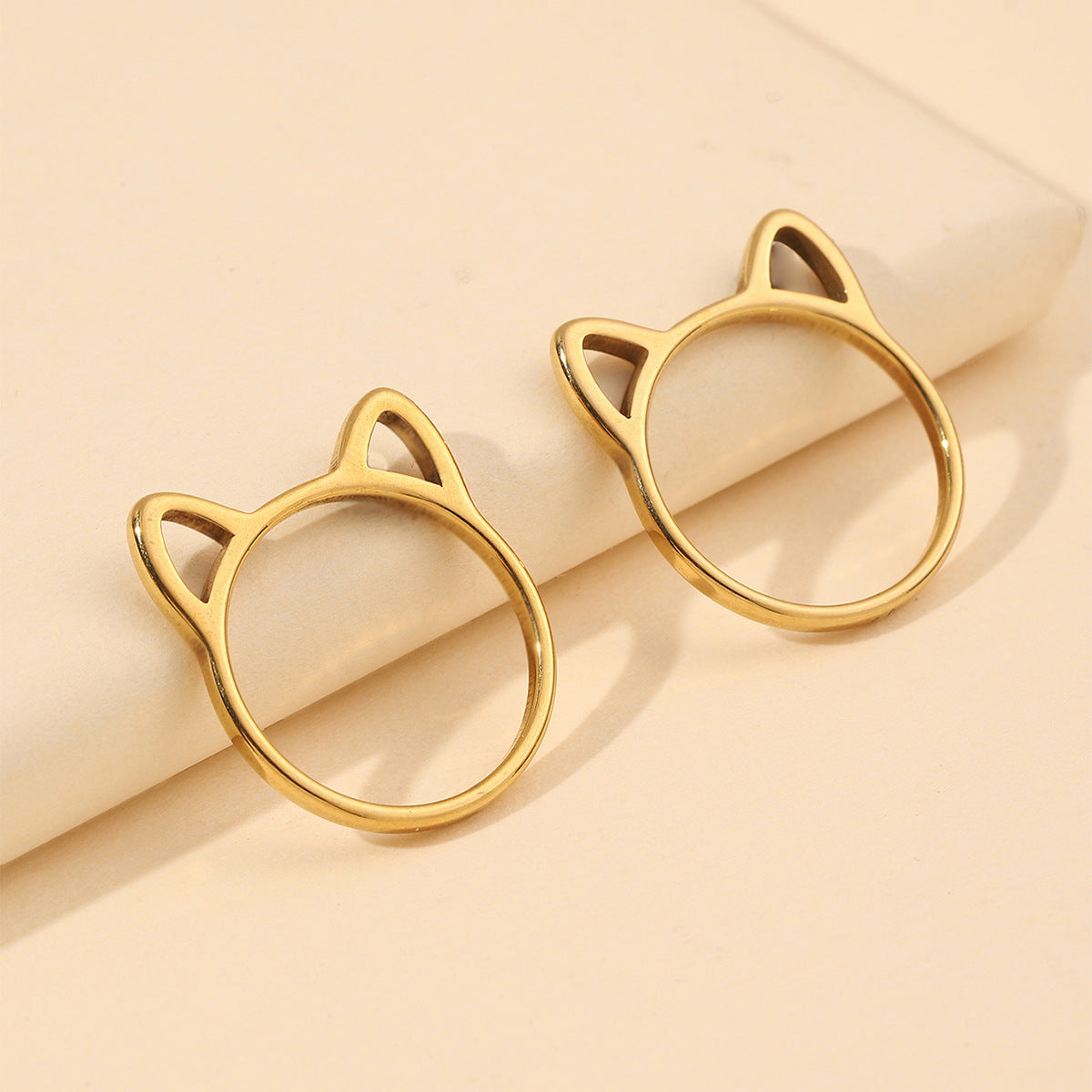 Steel Ornament Cat Ears Girlfriends Couple Rings