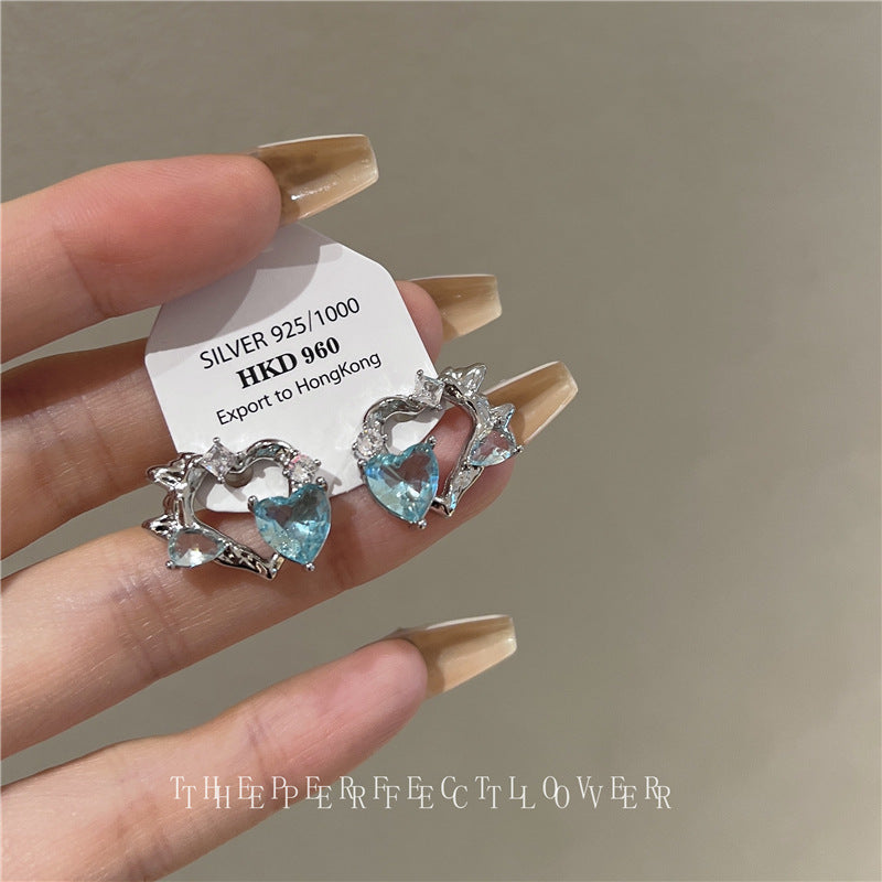 Heart-shaped Zircon Niche Design Cute Sweet Earrings
