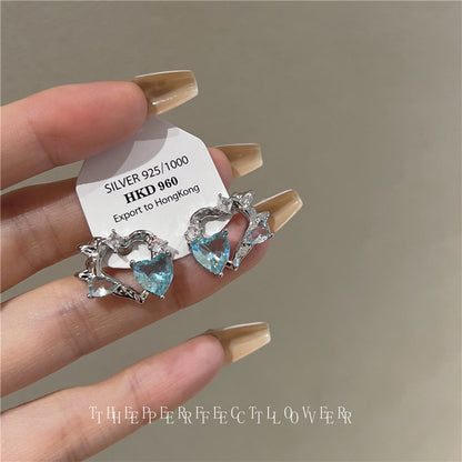 Heart-shaped Zircon Niche Design Cute Sweet Earrings