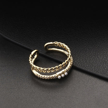 Women's Special Interest Light Luxury Design Pearl Fashion Rings