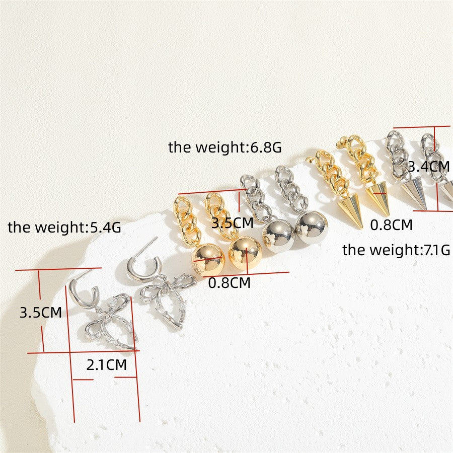 Copper Plated Real Gold Bowknot Ball Earrings