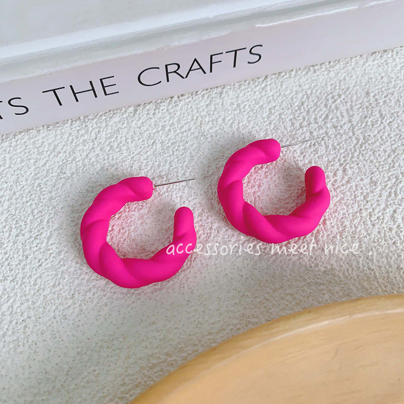 Needle Colored Series Square Round Fresh Earrings