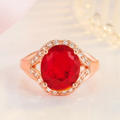 Rose Gold Plated Color Crystal Jacinth Rings